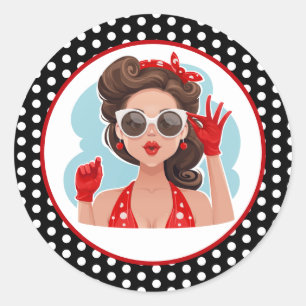 Retro-Frauensticker Runder Aufkleber