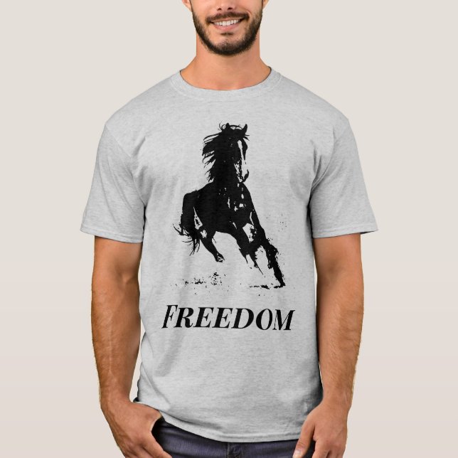 Retro Freedom Black Gray Pop Reiten T-Shirt (Vorderseite)