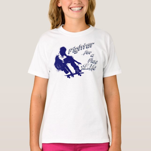 Retro Freedom Fighter for a Free Life Skater T-Shirt (Vorderseite)