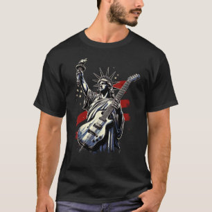 Retro-Freiheitsstatue, die elektrische Gitarre 4 t T-Shirt