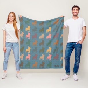 Retro French Bulldog Blanket Vintag für Geschenk Fleecedecke