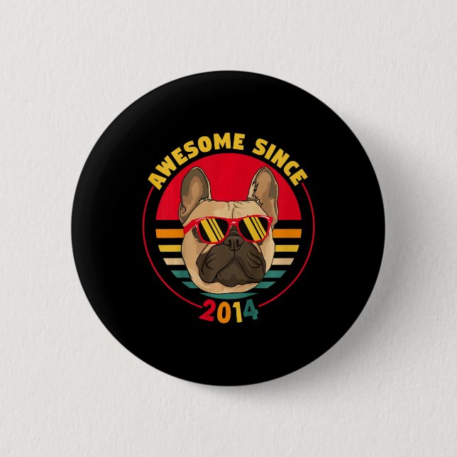 Retro French Bulldog Phantastisch seit 20 Jahren Button (Vorderseite)