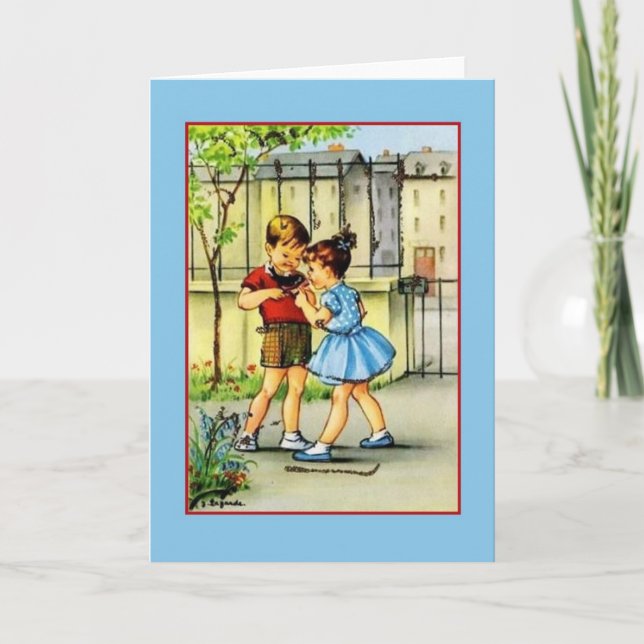 Retro French Children Note Card Karte (Vorderseite)