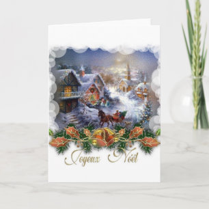 Retro French Frohes Noel Christmas Card Feiertagskarte
