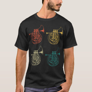 Retro French Horn Instrument Gift Vintag Music Ho T-Shirt