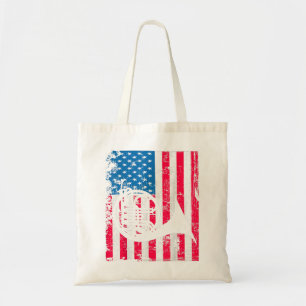 Retro French Horn Vintag US Flag Music Artwork Ju Tragetasche