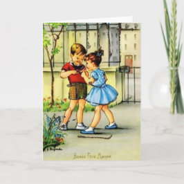 Retro French Mother Birthday Greeting Card Karte