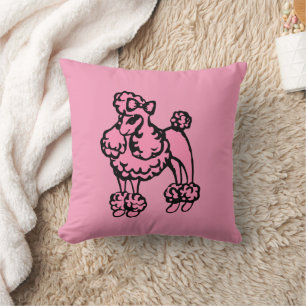 Retro French Poodle Throw Kissen