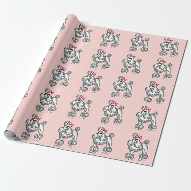 Retro French Poodle Wrapping Paper Geschenkpapier (Ungerollt)