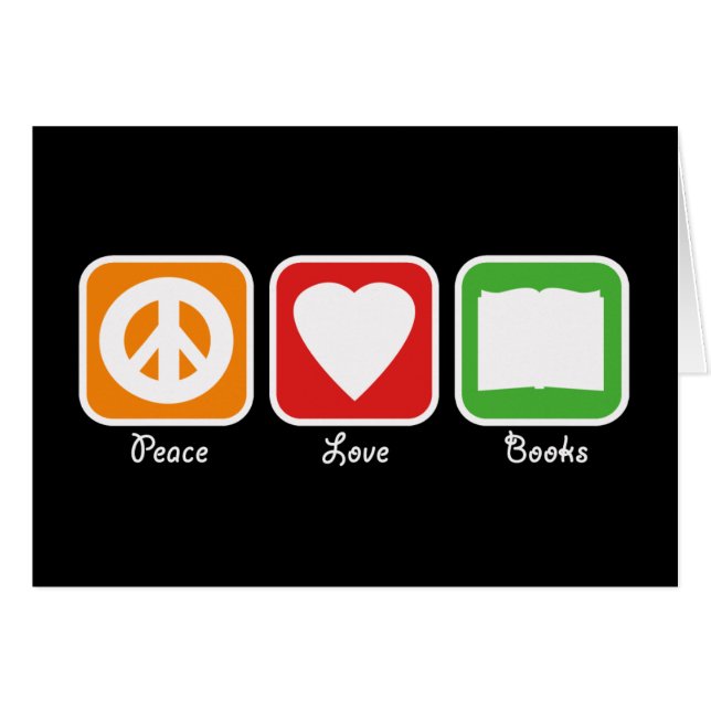 Retro Frieden, Liebe, Buch-Karte (Vorderseite (Horizontal))