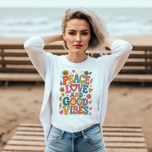 Retro-Frieden, Liebe und gute Vibes Tri-Blend Shirt