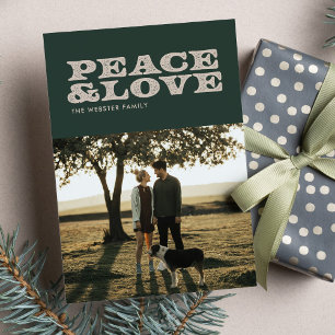 Retro-Friedens- und Liebes-Weihnachtsfeiertag-Foto Feiertagskarte