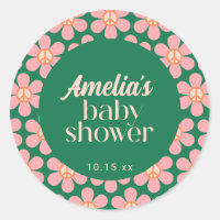 Retro-Friedenszeichen-Blume Grün Pink Baby Shower