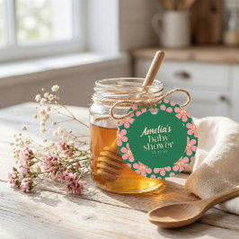 Retro-Friedenszeichen-Blume Grün Rosa Baby Shower Geschenkanhänger