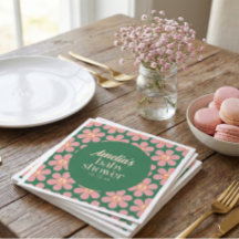 Retro-Friedenszeichen-Blume Grün Rosa Baby Shower