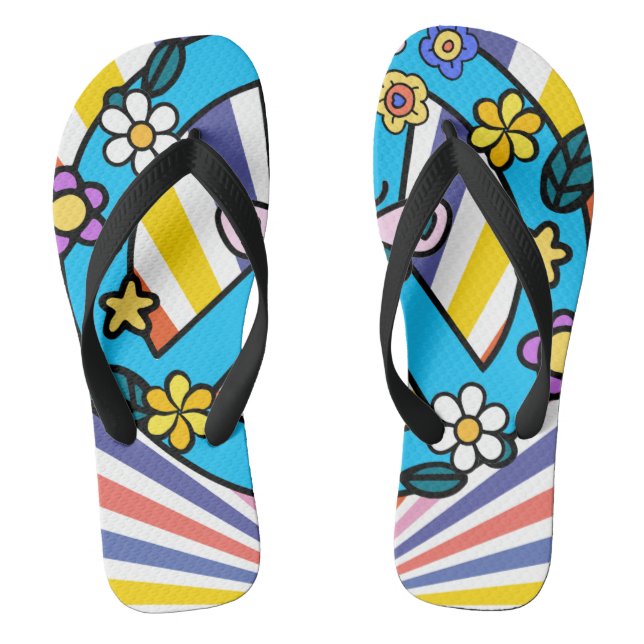 Retro-Friedenszeichen Flip Flops (Fußbett)