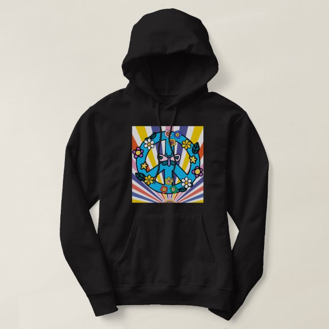 Retro-Friedenszeichen Hoodie (Design vorne)