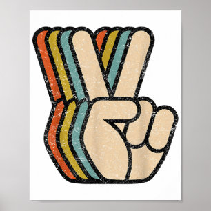 Retro-Friedenszeichen V-Finger Vintage 60er 70er 8 Poster