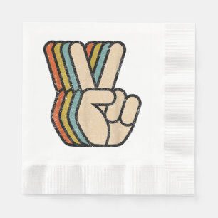 Retro-Friedenszeichen V-Finger Vintage 60er 70er 8 Serviette