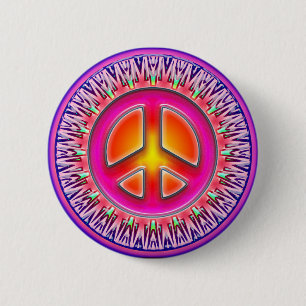 RETRO FRIEDENSzeichen-VERZIERUNG Button