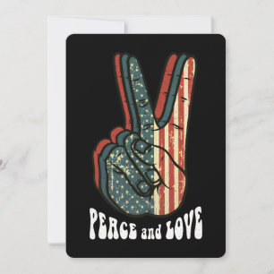 Retro-Friedenszeichen Vintage 60er 70er Hippie-Ges Einladung