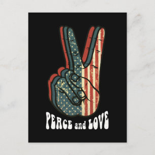 Retro-Friedenszeichen Vintage 60er 70er Hippie-Ges Postkarte