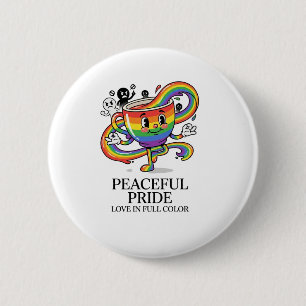 Retro friedliche Pride-Regenbogen-Kaffeetasse T-Sh Button