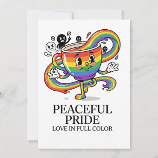 Retro friedliche Pride-Regenbogen-Kaffeetassen-T-S Einladung