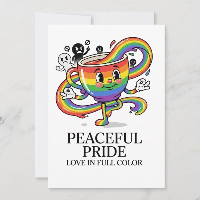 Retro friedliche Pride-Regenbogen-Kaffeetassen-T-S Einladung (Vorderseite)