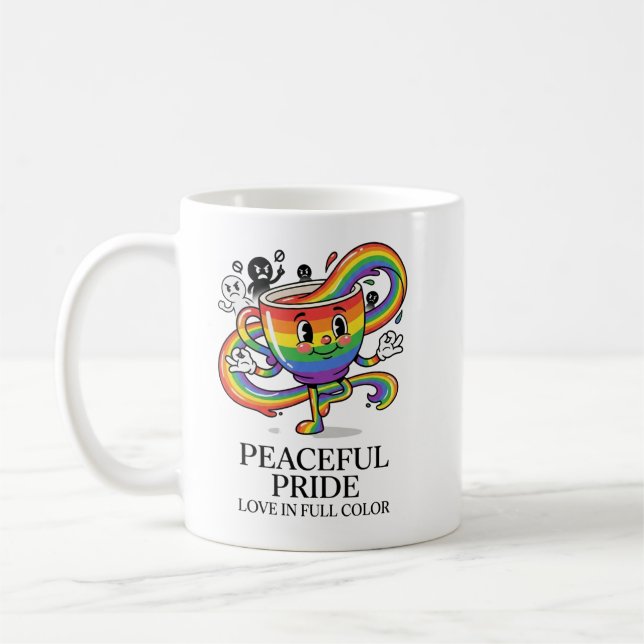 Retro friedliche Pride-Regenbogen-Kaffeetassen-T-S Kaffeetasse (Links)