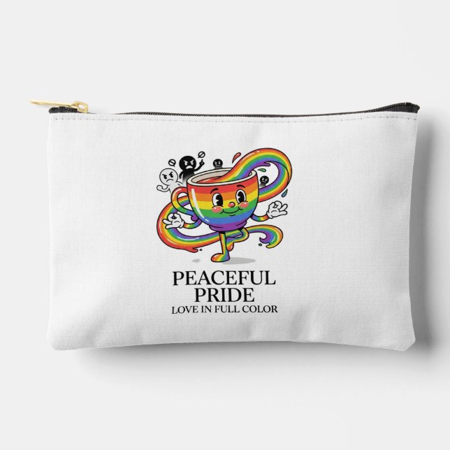Retro friedliches Pride-Regenbogen-Kaffeetasse T-S Zubehörtasche (Vorderseite)