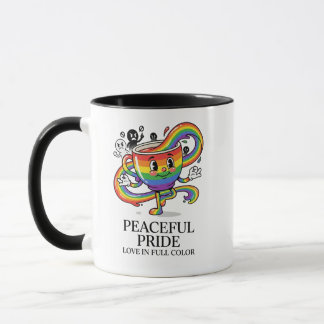 Retro-friedliches-Stolz-Regenbogen-Kaffeetassen-T- Tasse