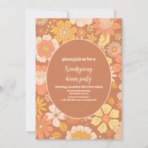 Retro Friendsgiving Erntedank Dinner Einladung