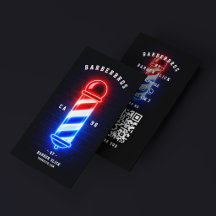 Retro-Friseurstube Glow Rot Weiß Blau Friseurstang