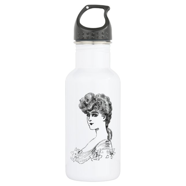 Retro-Frisur Trinkflasche (Vorderseite)
