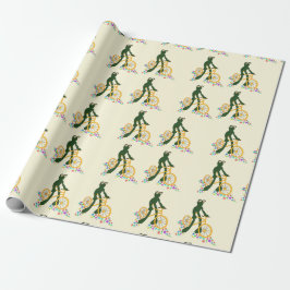 Retro Frog auf dem Fahrrad mit Blume Geschenkpapier