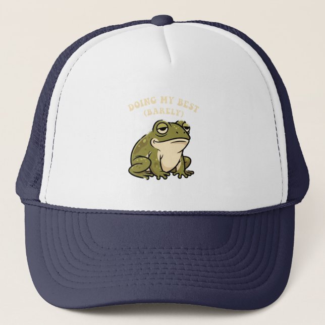 Retro Frog Barely Trying Trucker Hat Truckerkappe (Vorderseite)