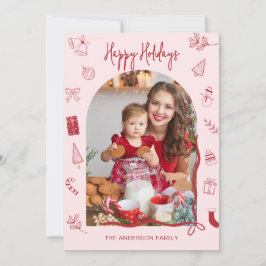 Retro Frohe Feiertage Foto Handgezeichnet Feiertagskarte