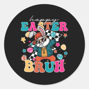 Retro Frohe Ostern Bruh Süßer Hase Dabbing Kleinki Runder Aufkleber