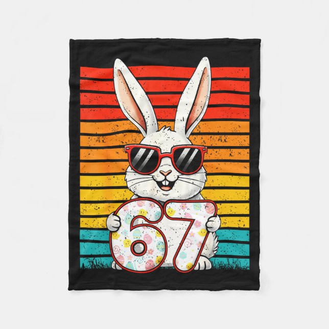 Retro Frohe Ostern Hase 67 Sechs Sieben Meme Junge Fleecedecke (Vorderseite)
