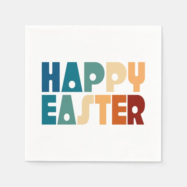 Retro Frohe Ostern Typografie | Papiertaschentuch Serviette (Vorderseite)