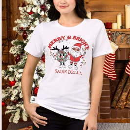 Retro Frohe und helle Weihnachten Tri-Blend Shirt