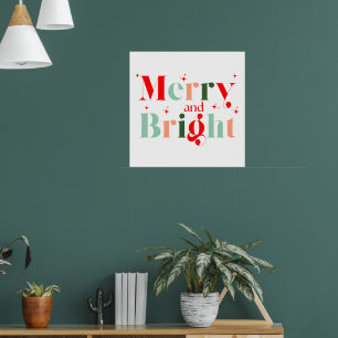 Retro Frohe und strahlende Weihnachten Poster