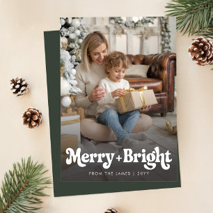 Retro Frohe und strahlende Weihnachtsfoto Feiertagskarte