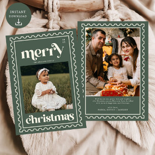 Retro Frohe Weihnachten Briefmarke Foto Familienur