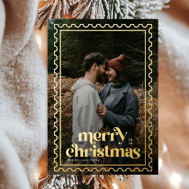 Retro Frohe Weihnachten Briefmarke Foto Paare Folien Feiertagskarte