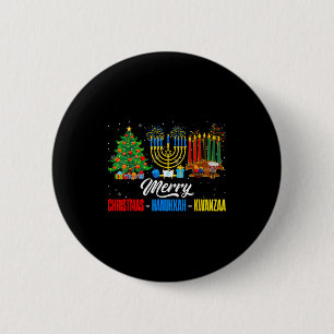 Retro Frohe Weihnachten Chanukka Kwanzaa Frohe Fei Button
