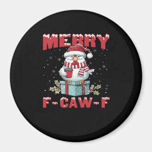 Retro Frohe Weihnachten F-Caw-F Huhn Magnet