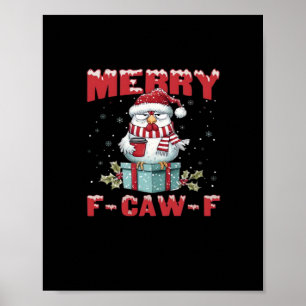 Retro Frohe Weihnachten F-Caw-F Huhn Poster