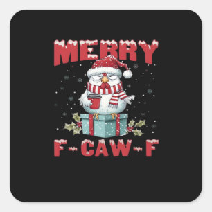 Retro Frohe Weihnachten F-Caw-F Huhn  Quadratischer Aufkleber